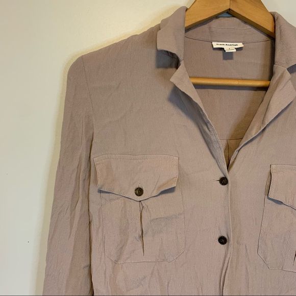 Frank and oak button front top size small taupe color. - Picture 2 of 7